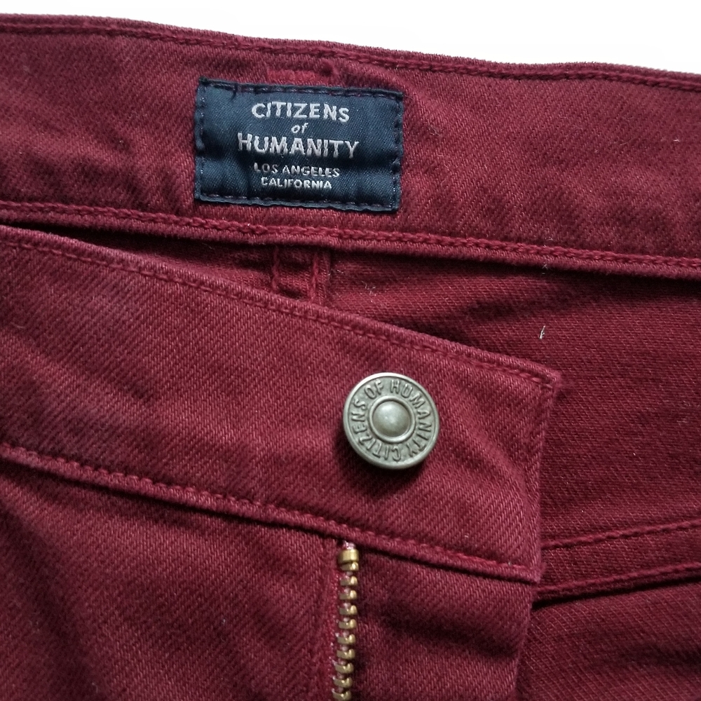 Citizen of Humanity Elsa Mid Rise Slim Crop Jeans Maroon Red Size 27 - Picture 9 of 10